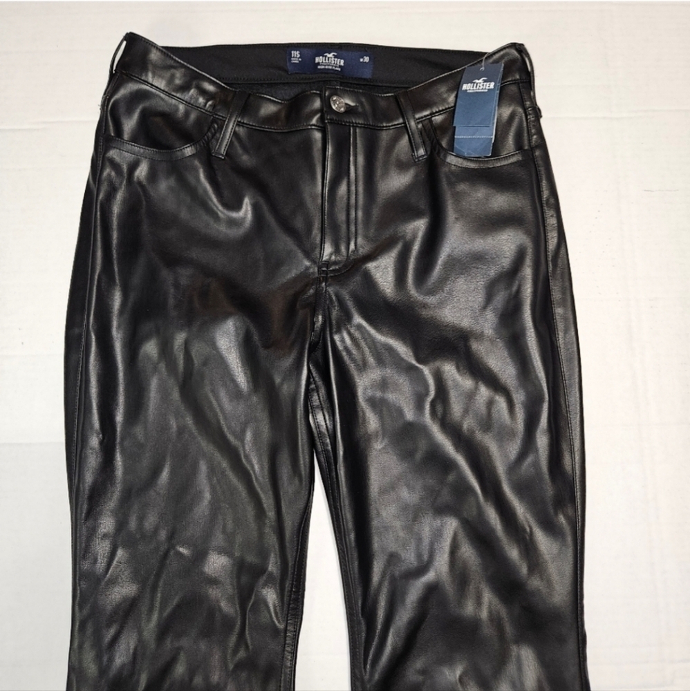 Hollister High-Rise Flare Faux Leather Pants